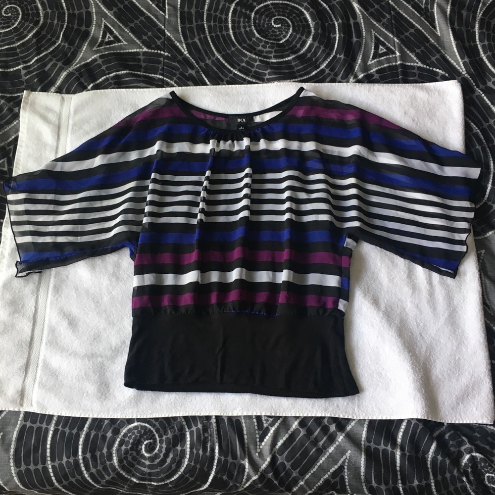 BCX || Striped, Bat Sleeve Shirt